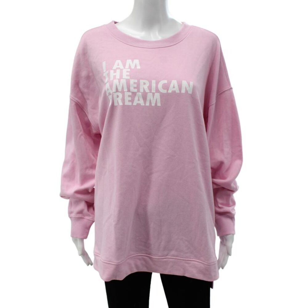 Dubgee Womens Pink Pullover Sweatshirt Crew Neck Long Sleeve Size M